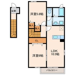 愛野駅 徒歩16分 2階の物件間取画像